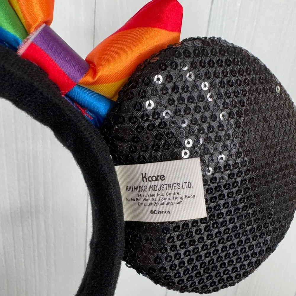 Disney Pride Collection Black Sequin Ears with Rainbow Bow